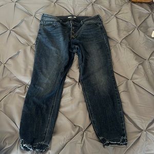 Old navy dark blue jeans, button up front stretchy